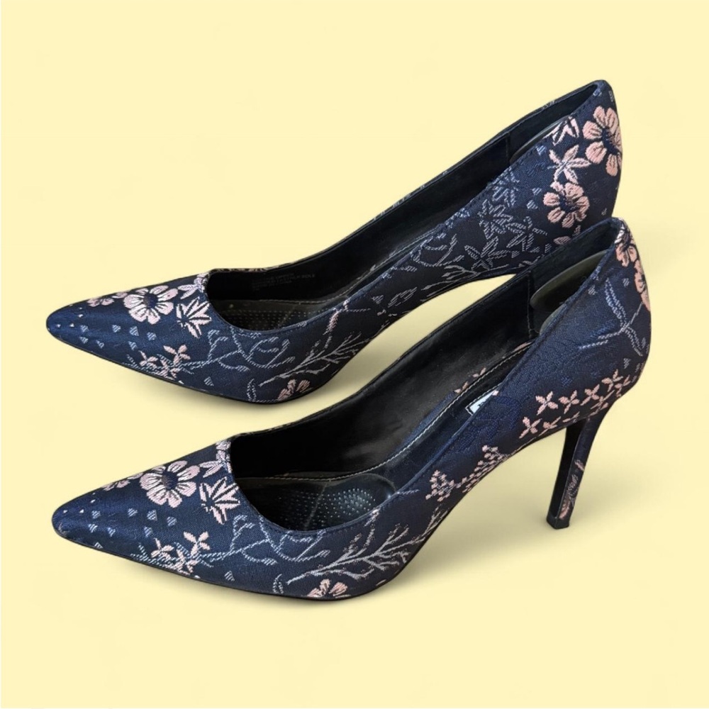 Charles David Navy & Pink Floral Heels